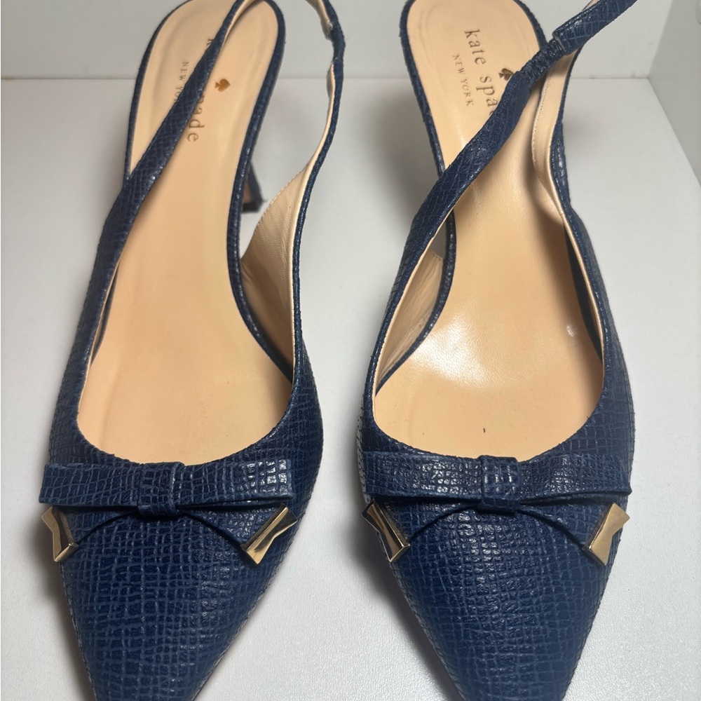 Kate Spade New York Dark Blue Slingback Heels pump size 7.5 office party